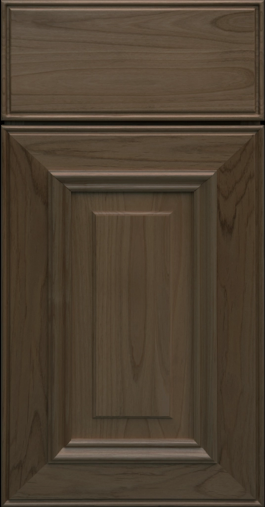 Custom Beachwood Stain  Anderson Raised Panel Kitchen Cabinet Door and matching Slab Drawer Front.